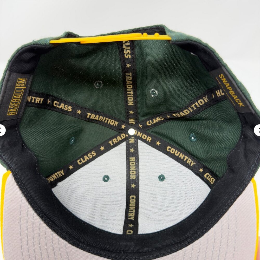 Baseballism Oakland Athletics 3 Up Snapback Hat Green Yellow One Size - Picture 7 of 11